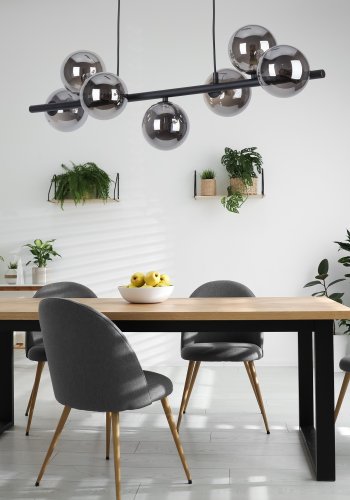 TK Ester taklampe, m. 7 skjermer - svart glass og metall