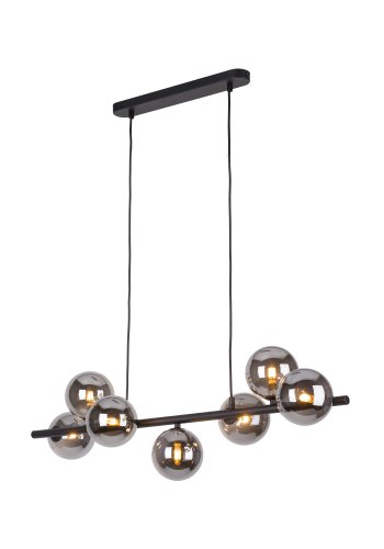 TK Ester taklampe, m. 7 skjermer - svart glass og metall