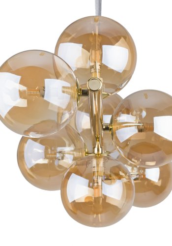 TK Estera taklampe, m. 7 skjermer - gull glass og metall