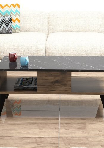 NORDVRK Lidya salongbord, m. pent rom - melamin i valntt- og marmorlook (90x54)