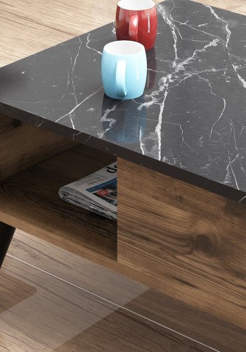 NORDVRK Lidya salongbord, m. pent rom - melamin i valntt- og marmorlook (90x54)