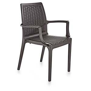 NORDVÄRK Rattan spisebordsstol, m. armln - mrkebrun v2 polypropylen