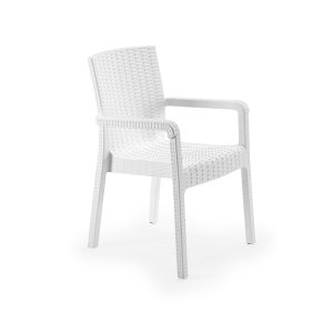 NORDVÄRK Rattan Royale spisebordsstol, m. armln - hvid polypropylen