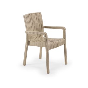 NORDVÄRK Rattan Royale spisebordsstol, m. armln - rkenbeige polypropylen