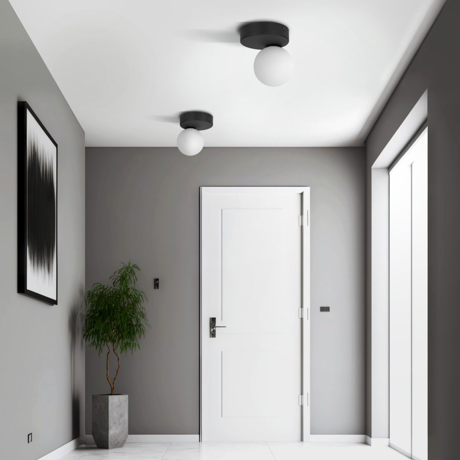 TK Bianca loftlampe - hvid glas og sort stl