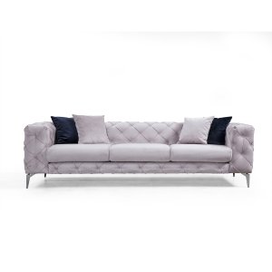 NORDVÄRK Como 3 pers. sofa - lysegr polyester stof og forkromet metal