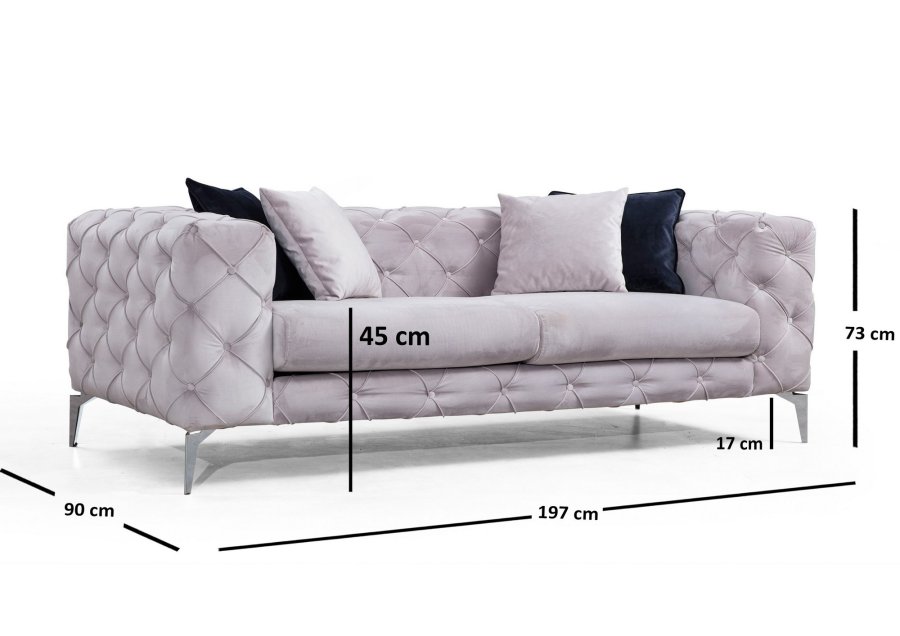 NORDVRK Como - lys gr 2-seters sofa