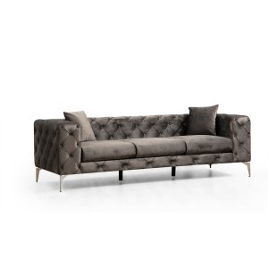 NORDVÄRK Como 3 pers. sofa - antracitgr polyester stof og forkromet metal