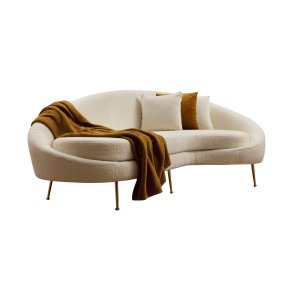 NORDVÄRK Eses bouclett 3 pers. sofa - creme polyester stof og guld metal
