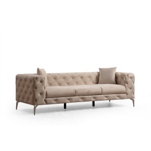 NORDVÄRK Como 3 pers. sofa - ecru polyester stof og forkromet metal