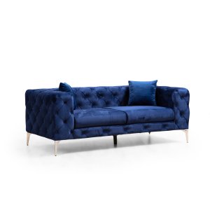 NORDVÄRK Como 2 pers. sofa - marinebl polyester og krom metal