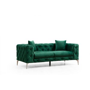 NORDVÄRK Como 2 pers. sofa - grn polyester og krom metal