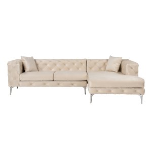 NORDVÄRK Como Eco Hjre hjrnesofa - beige polyester og metal