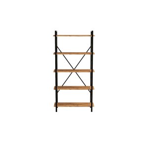 FUNZI LIVING Nero bogreol, m. 5 hylder - valnddefarvet melamin og sort metal