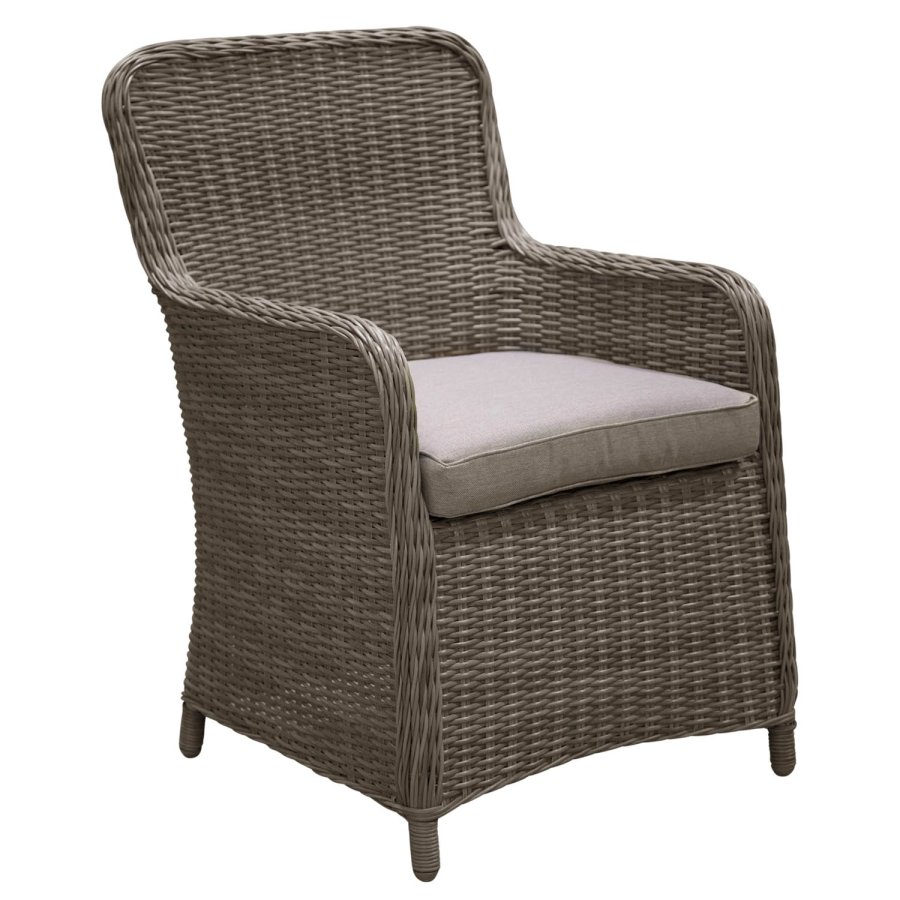 VENTURE DESIGN Wembley Trädgrdsstol med Armstöd och Dyna - Naturlig / Sandfärgad Polyester och Stl