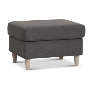 Wendy puf, rektangulr - antracitgr polyester stof og natur tr (85x72)