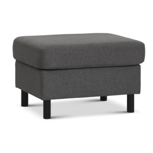 Pan puf, rektangulr - antracitgr polyester stof og sort tr (85x72)