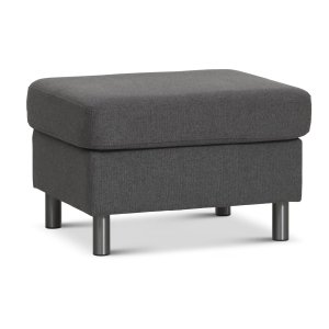 Wendy puf, rektangulr - antracitgr polyester stof og brstet aluminium (85x72)