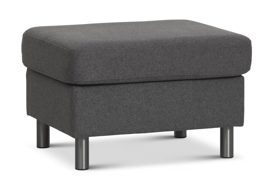 Panpuff, rektangulr - antrasittgr polyesterstoff og brstet aluminium (85x72)