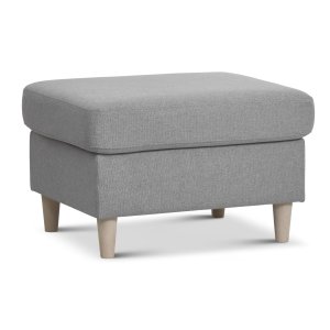 Wendy puf, rektangulr - gr polyester stof og natur tr (85x72)