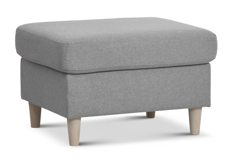 Panpuff, rektangulr - gr polyesterstoff og naturlig tre (85x72)