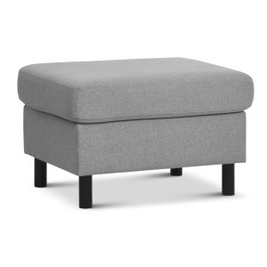 Pan puf, rektangulr - gr polyester stof og sort tr (85x72)