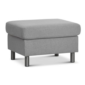 Wendy puf, rektangulr - gr polyester stof og brstet aluminium (85x72)