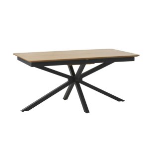 UNIQUE FURNITURE spisebord, m. butterflybordplade - natur egemelamin og sort metal (90x160-200)