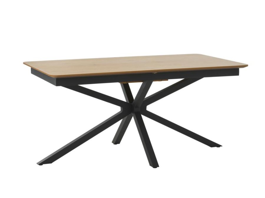 UNIQUE FURNITURE spisebord, m. butterflybordplade - natur egemelamin og sort metal (90x160-200)