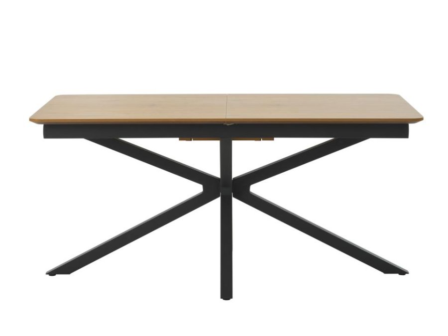 UNIQUE FURNITURE spisebord, m. butterflybordplade - natur egemelamin og sort metal (90x160-200)