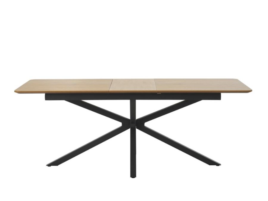 UNIQUE FURNITURE spisebord, m. butterflybordplade - natur egemelamin og sort metal (90x160-200)