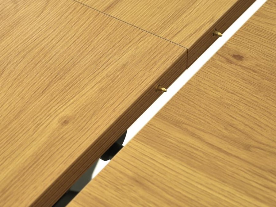 UNIQUE FURNITURE spisebord, m. butterflybordplade - natur egemelamin og sort metal (90x160-200)