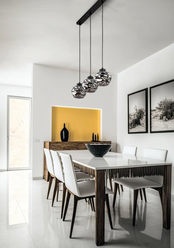 TK Zulia loftlampe, m. 3 skjermer - glass og sort metall