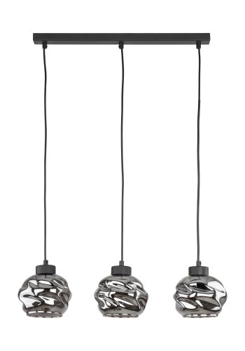 TK Zulia loftlampe, m. 3 skjermer - glass og sort metall