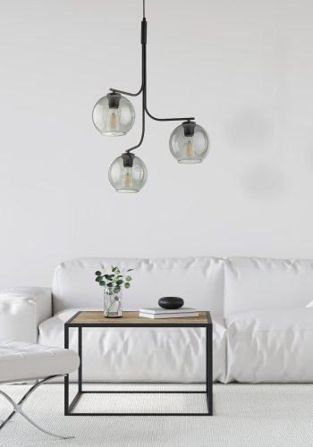 TK Cesar loftlampe, m. 3 skrme - grafit glas og stl