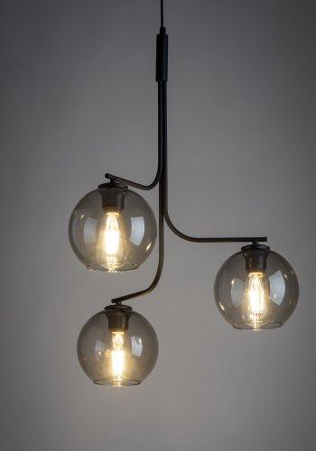 TK Cesar loftlampe, m. 3 skrme - grafit glas og stl