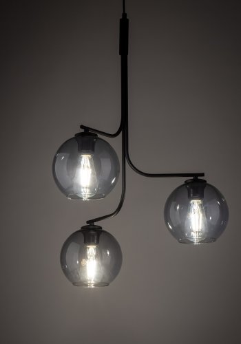 TK Cesar loftlampe, m. 3 skrme - grafit glas og stl