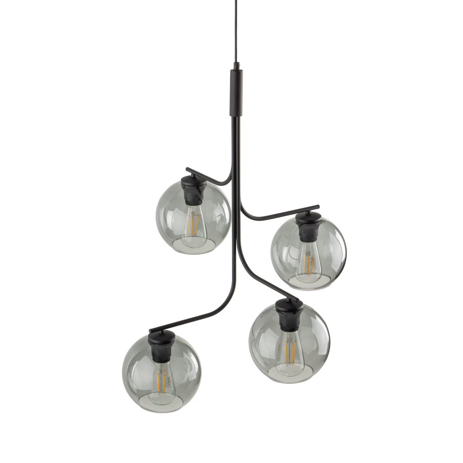 TK Cesar loftlampe, m. 4 skrme - grafit glas og stl