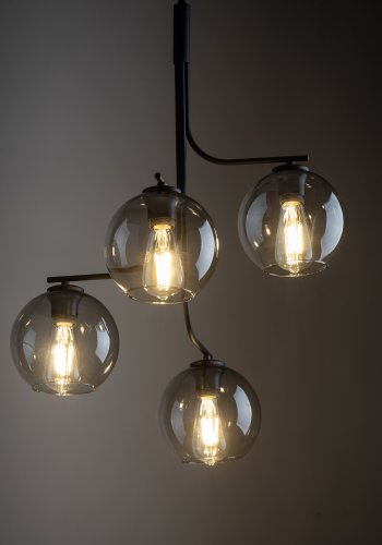 TK Cesar loftlampe, m. 4 skrme - grafit glas og stl