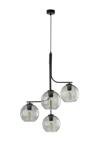 TK Cesar loftlampe, m. 4 skrme - grafit glas og stl