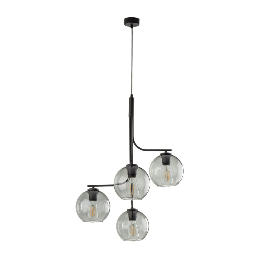 TK Cesar loftlampe, m. 4 skrme - grafit glas og stl