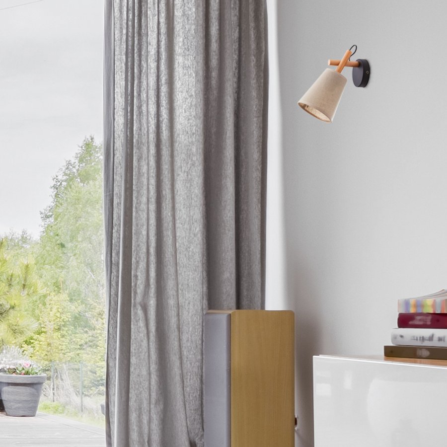 TK Vaio vegglampe - naturlig linstoff og tre