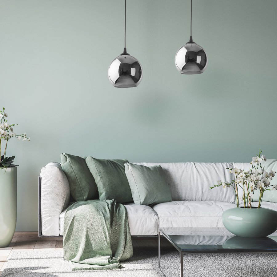 TK Venezia taklampe - kromglass og sort plast