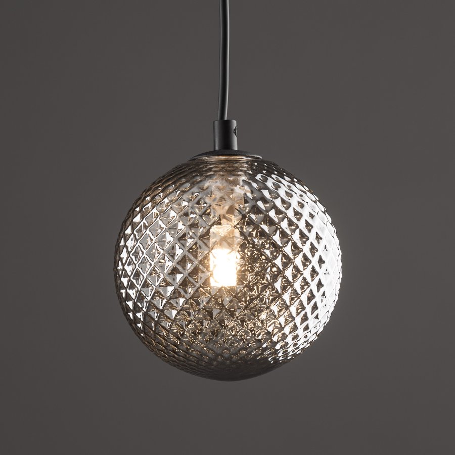 TK Elena loftlampe, rund - grafit glas og sort metal