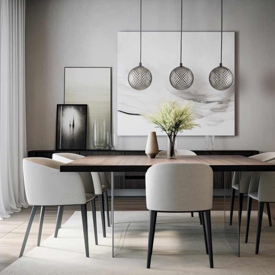 TK Elena taklampe, m. 3 skjermer - grafittglass og sort metall