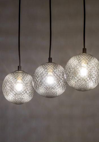 TK Elena taklampe, m. 3 skjermer - grafittglass og sort metall