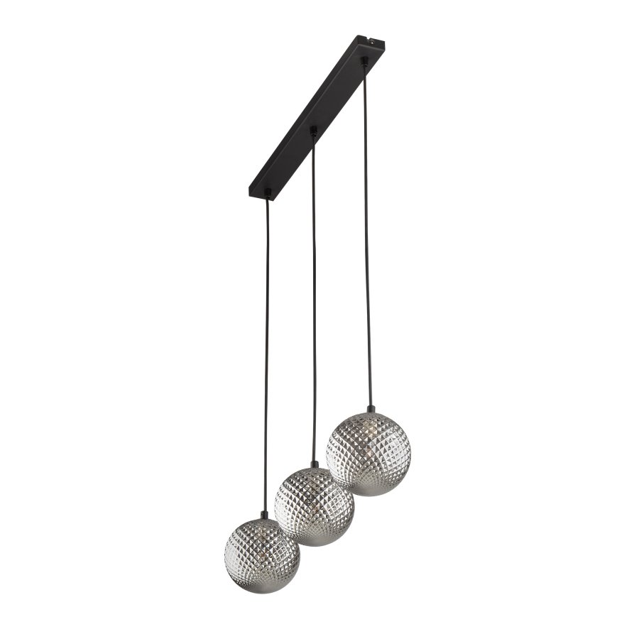 TK Elena taklampe, m. 3 skjermer - grafittglass og sort metall