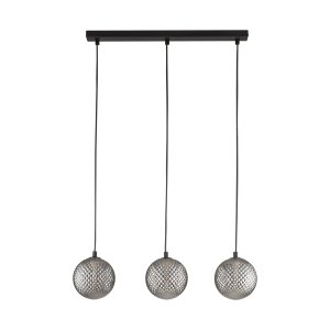 TK Elena loftlampe, m. 3 skrme - grafit glas og sort metal