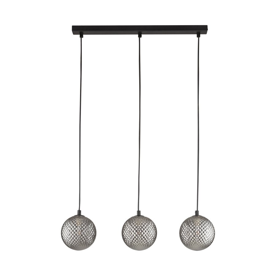 TK Elena taklampe, m. 3 skjermer - grafittglass og sort metall