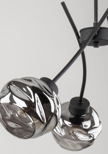 TK Zulia loftlampe, m. 3 skjermer - glass og sort metall